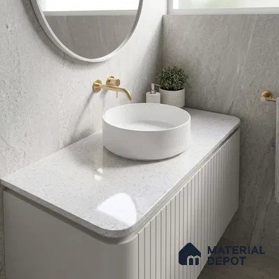 Belina Quartz QR 00050 Frosted Marina Regalia Series 11.42 ft x 6.58 ft Quartz - 20 mm | 10 Years Warranty | Suitable for Kitchen, Restaurant, Counter Tops, Dining, Reception, office