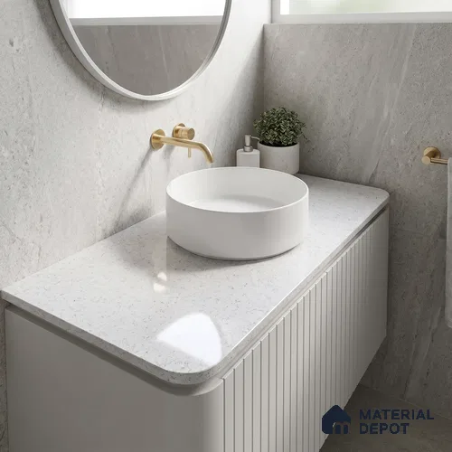 Belina Quartz QR 00050 Frosted Marina Regalia Series 11.42 ft x 6.58 ft Quartz - 20 mm | 10 Years Warranty | Suitable for Kitchen, Restaurant, Counter Tops, Dining, Reception, office