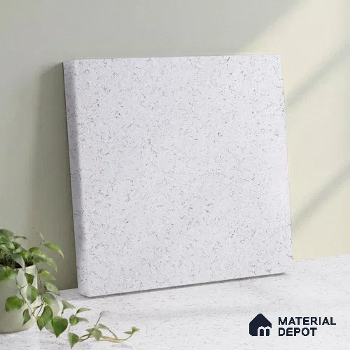 Belina Quartz QR 00050 Frosted Marina Regalia Series 11.42 ft x 6.58 ft Quartz - 20 mm | 10 Years Warranty | Suitable for Kitchen, Restaurant, Counter Tops, Dining, Reception, office