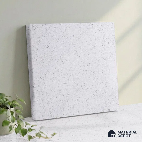 Belina Quartz QR 00050 Frosted Marina Regalia Series 11.42 ft x 6.58 ft Quartz - 20 mm | 10 Years Warranty | Suitable for Kitchen, Restaurant, Counter Tops, Dining, Reception, office