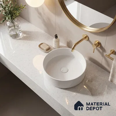 Belina Quartz QR 00051 Frosted Petal Regalia Series 11.42 ft x 6.58 ft Quartz - 20 mm | 10 Years Warranty | Suitable for Kitchen, Restaurant, Counter Tops, Dining, Reception, office