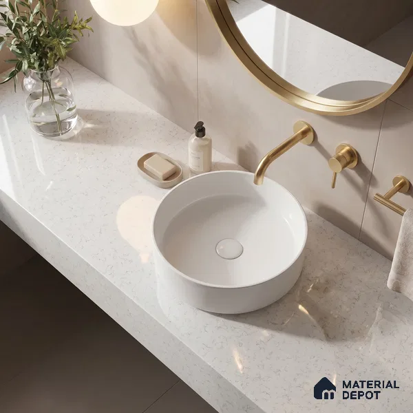 Belina Quartz QR 00051 Frosted Petal Regalia Series 11.42 ft x 6.58 ft Quartz - 20 mm | 10 Years Warranty | Suitable for Kitchen, Restaurant, Counter Tops, Dining, Reception, office