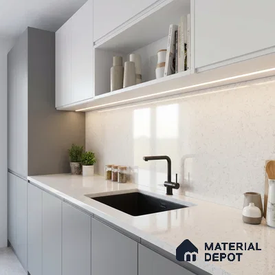 Belina Quartz QR 00051 Frosted Petal Regalia Series 11.42 ft x 6.58 ft Quartz - 20 mm | 10 Years Warranty | Suitable for Kitchen, Restaurant, Counter Tops, Dining, Reception, office
