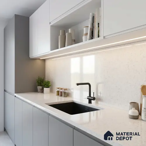 Belina Quartz QR 00051 Frosted Petal Regalia Series 11.42 ft x 6.58 ft Quartz - 20 mm | 10 Years Warranty | Suitable for Kitchen, Restaurant, Counter Tops, Dining, Reception, office