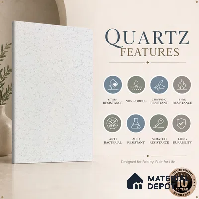 Belina Quartz QR 00051 Frosted Petal Regalia Series 11.42 ft x 6.58 ft Quartz - 20 mm | 10 Years Warranty | Suitable for Kitchen, Restaurant, Counter Tops, Dining, Reception, office