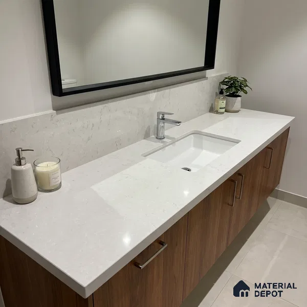 Belina Quartz QR 00052 Ivory Whisper Regalia Series 11.42 ft x 6.58 ft Quartz - 20 mm | 10 Years Warranty | Suitable for Kitchen, Restaurant, Counter Tops, Dining, Reception, office