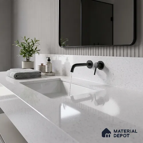 Belina Quartz QR 00053 Frosted Whisper Regalia Series 11.42 ft x 6.58 ft Quartz - 20 mm | 10 Years Warranty | Suitable for Kitchen, Restaurant, Counter Tops, Dining, Reception, office