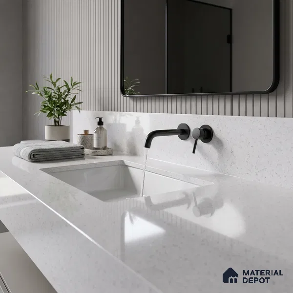Belina Quartz QR 00053 Frosted Whisper Regalia Series 11.42 ft x 6.58 ft Quartz - 20 mm | 10 Years Warranty | Suitable for Kitchen, Restaurant, Counter Tops, Dining, Reception, office