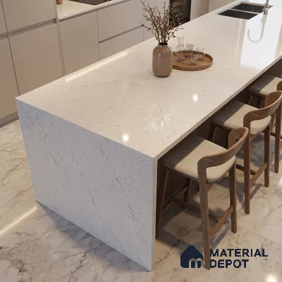 Belina Quartz QR 00053 Frosted Whisper Regalia Series 11.42 ft x 6.58 ft Quartz - 20 mm | 10 Years Warranty | Suitable for Kitchen, Restaurant, Counter Tops, Dining, Reception, office