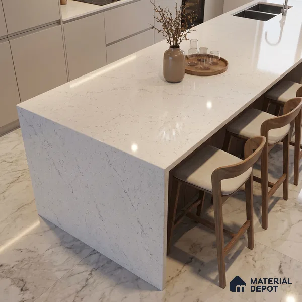 Belina Quartz QR 00053 Frosted Whisper Regalia Series 11.42 ft x 6.58 ft Quartz - 20 mm | 10 Years Warranty | Suitable for Kitchen, Restaurant, Counter Tops, Dining, Reception, office