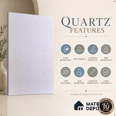 Belina Quartz QR 00053 Frosted Whisper Regalia Series 11.42 ft x 6.58 ft Quartz - 20 mm | 10 Years Warranty | Suitable for Kitchen, Restaurant, Counter Tops, Dining, Reception, office