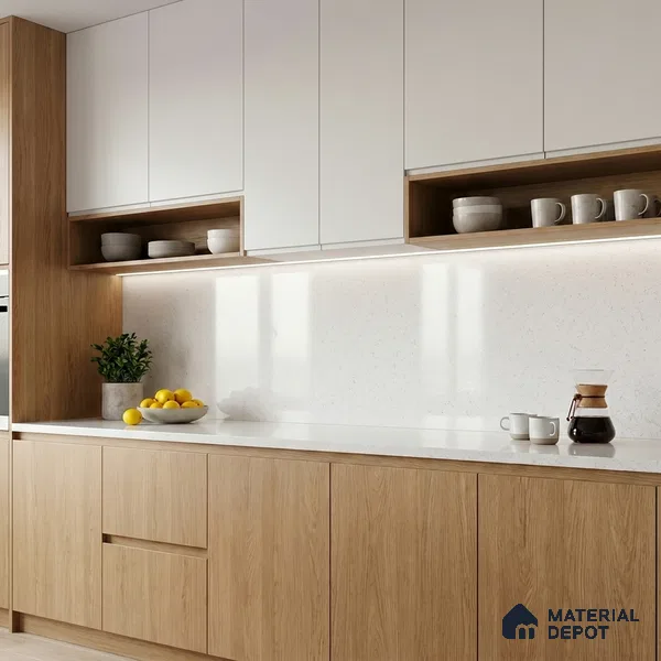 Belina Quartz QR 00054 C Frosted Pebble Regalia Series 10.76 ft x 2.71 ft Quartz - 20 mm | 10 Years Warranty | Suitable for Kitchen, Restaurant, Counter Tops, Dining, Reception, office
