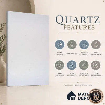 Belina Quartz QR 00054 Frosted Pebble Regalia Series 11.42 ft x 6.58 ft Quartz - 20 mm | 10 Years Warranty | Suitable for Kitchen, Restaurant, Counter Tops, Dining, Reception, office