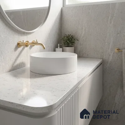 Belina Quartz QR 00055 Frosted Cascade Regalia Series 11.42 ft x 6.58 ft Quartz - 20 mm | 10 Years Warranty | Suitable for Kitchen, Restaurant, Counter Tops, Dining, Reception, office