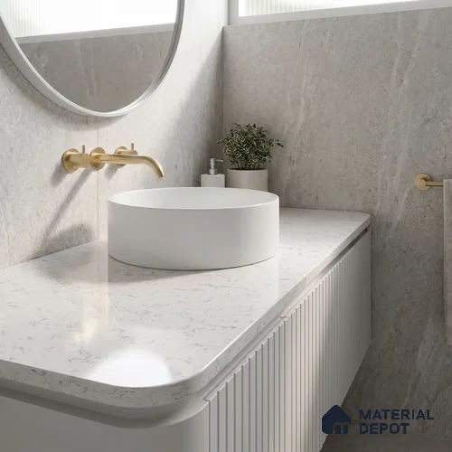 Belina Quartz QR 00055 Frosted Cascade Regalia Series 11.42 ft x 6.58 ft Quartz - 20 mm | 10 Years Warranty | Suitable for Kitchen, Restaurant, Counter Tops, Dining, Reception, office