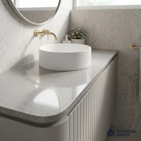 Belina Quartz QR 00056 Frosted Pearl Regalia Series 11.42 ft x 6.58 ft Quartz - 20 mm | 10 Years Warranty | Suitable for Kitchen, Restaurant, Counter Tops, Dining, Reception, office