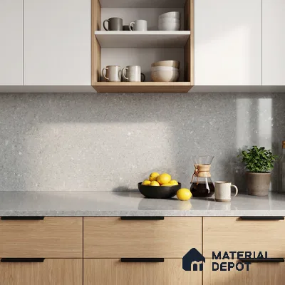 Belina Quartz QR 00056 Frosted Pearl Regalia Series 11.42 ft x 6.58 ft Quartz - 20 mm | 10 Years Warranty | Suitable for Kitchen, Restaurant, Counter Tops, Dining, Reception, office