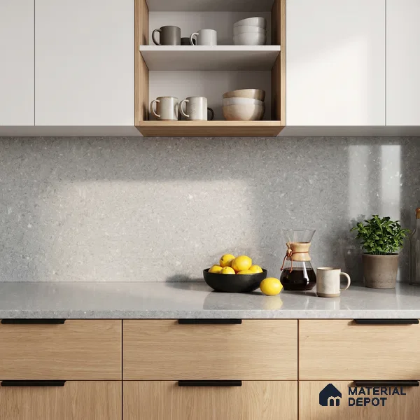 Belina Quartz QR 00056 Frosted Pearl Regalia Series 11.42 ft x 6.58 ft Quartz - 20 mm | 10 Years Warranty | Suitable for Kitchen, Restaurant, Counter Tops, Dining, Reception, office