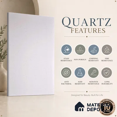 Belina Quartz QR 00057 Frosted Petal Regalia Series 11.42 ft x 6.58 ft Quartz - 20 mm | 10 Years Warranty | Suitable for Kitchen, Restaurant, Counter Tops, Dining, Reception, office