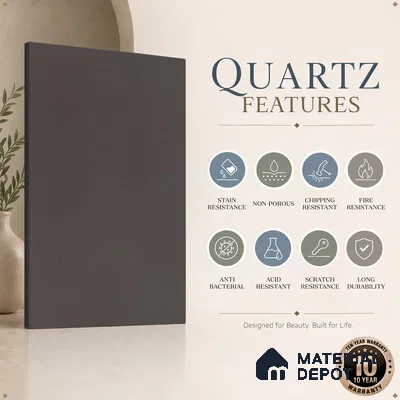 Belina Quartz QR 00058 Shadow Ember Regalia Series 11.42 ft x 6.58 ft Quartz - 20 mm | 10 Years Warranty | Suitable for Kitchen, Restaurant, Counter Tops, Dining, Reception, office