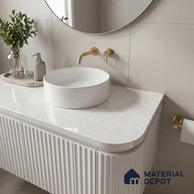 Belina Quartz QR 00061 Ivory Mist Regalia Series 11.42 ft x 6.58 ft Quartz - 20 mm | 10 Years Warranty | Suitable for Kitchen, Restaurant, Counter Tops, Dining, Reception, office