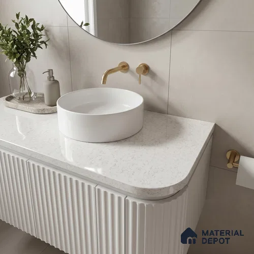 Belina Quartz QR 00061 Ivory Mist Regalia Series 11.42 ft x 6.58 ft Quartz - 20 mm | 10 Years Warranty | Suitable for Kitchen, Restaurant, Counter Tops, Dining, Reception, office