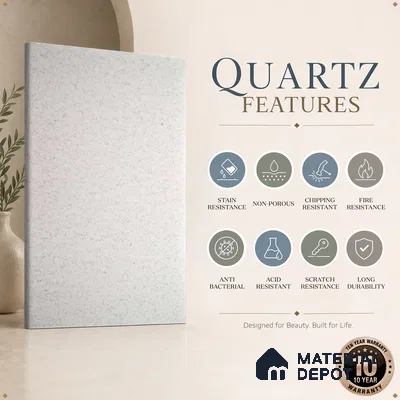 Belina Quartz QR 00061 Ivory Mist Regalia Series 11.42 ft x 6.58 ft Quartz - 20 mm | 10 Years Warranty | Suitable for Kitchen, Restaurant, Counter Tops, Dining, Reception, office