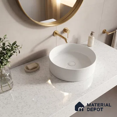 Belina Quartz QR 00062 Opaline Mist Regalia Series 11.42 ft x 6.58 ft Quartz - 20 mm | 10 Years Warranty | Suitable for Kitchen, Restaurant, Counter Tops, Dining, Reception, office