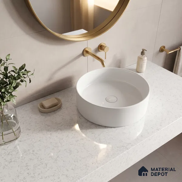 Belina Quartz QR 00062 Opaline Mist Regalia Series 11.42 ft x 6.58 ft Quartz - 20 mm | 10 Years Warranty | Suitable for Kitchen, Restaurant, Counter Tops, Dining, Reception, office