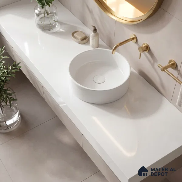 Belina Quartz QR 00063 Cloudstone Regalia Series 11.42 ft x 6.58 ft Quartz - 20 mm | 10 Years Warranty | Suitable for Kitchen, Restaurant, Counter Tops, Dining, Reception, office