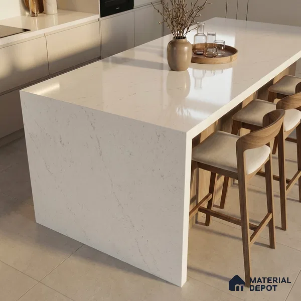 Belina Quartz QR 00063 Cloudstone Regalia Series 11.42 ft x 6.58 ft Quartz - 20 mm | 10 Years Warranty | Suitable for Kitchen, Restaurant, Counter Tops, Dining, Reception, office