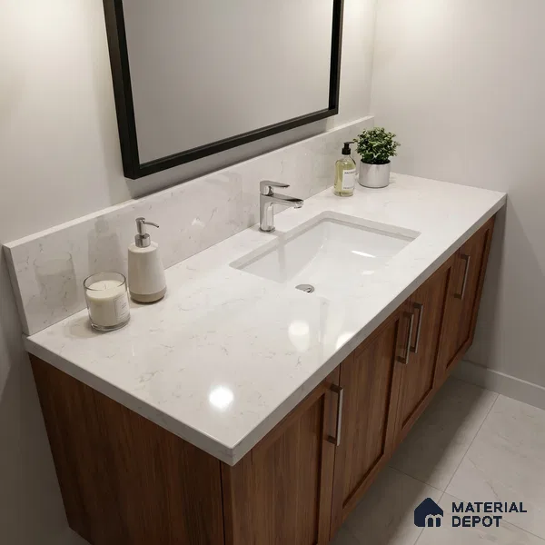 Belina Quartz QR 00065 Frosted Linen Regalia Series 11.42 ft x 6.58 ft Quartz - 20 mm | 10 Years Warranty | Suitable for Kitchen, Restaurant, Counter Tops, Dining, Reception, office