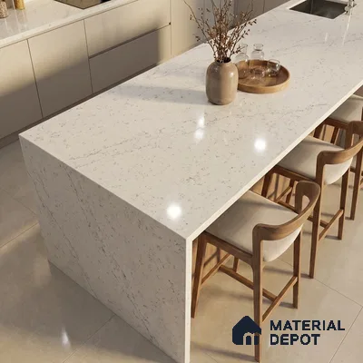 Belina Quartz QR 00065 Frosted Linen Regalia Series 11.42 ft x 6.58 ft Quartz - 20 mm | 10 Years Warranty | Suitable for Kitchen, Restaurant, Counter Tops, Dining, Reception, office