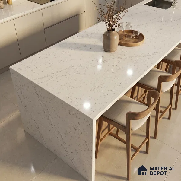 Belina Quartz QR 00065 Frosted Linen Regalia Series 11.42 ft x 6.58 ft Quartz - 20 mm | 10 Years Warranty | Suitable for Kitchen, Restaurant, Counter Tops, Dining, Reception, office