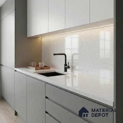 Belina Quartz QR 00067 Frosted Lattice Regalia Series 11.42 ft x 6.58 ft Quartz - 20 mm | 10 Years Warranty | Suitable for Kitchen, Restaurant, Counter Tops, Dining, Reception, office