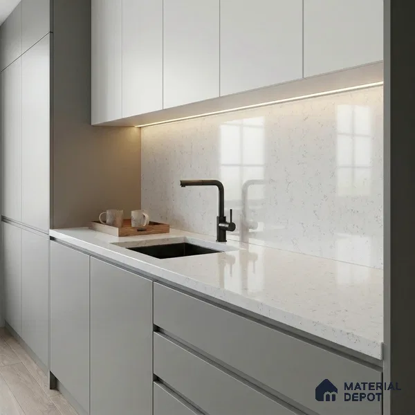 Belina Quartz QR 00067 Frosted Lattice Regalia Series 11.42 ft x 6.58 ft Quartz - 20 mm | 10 Years Warranty | Suitable for Kitchen, Restaurant, Counter Tops, Dining, Reception, office