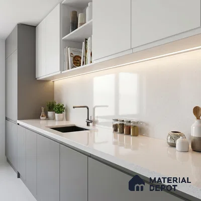 Belina Quartz QR 00068 Frosted Aurora Regalia Series 10.76 ft x 5.41 ft Quartz - 20 mm | 10 Years Warranty | Suitable for Kitchen, Restaurant, Counter Tops, Dining, Reception, office