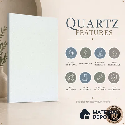 Belina Quartz QR 00068 Frosted Aurora Regalia Series 10.76 ft x 5.41 ft Quartz - 20 mm | 10 Years Warranty | Suitable for Kitchen, Restaurant, Counter Tops, Dining, Reception, office