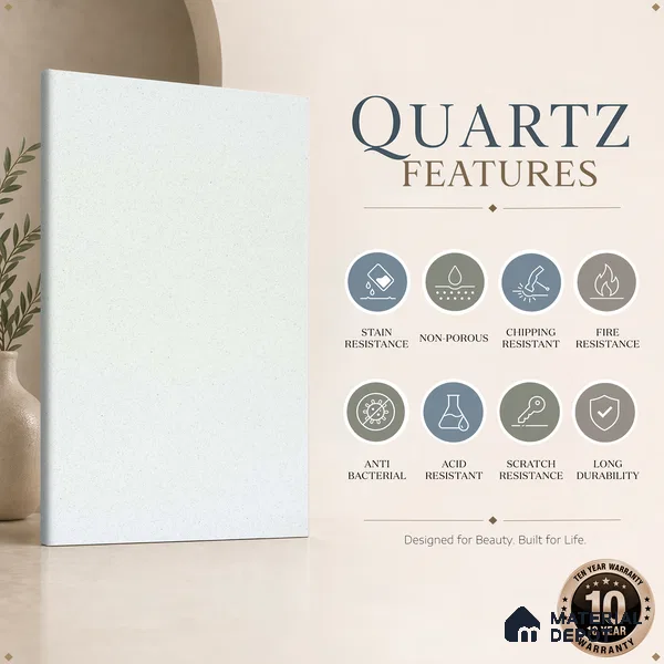 Belina Quartz QR 00068 Frosted Aurora Regalia Series 10.76 ft x 5.41 ft Quartz - 20 mm | 10 Years Warranty | Suitable for Kitchen, Restaurant, Counter Tops, Dining, Reception, office