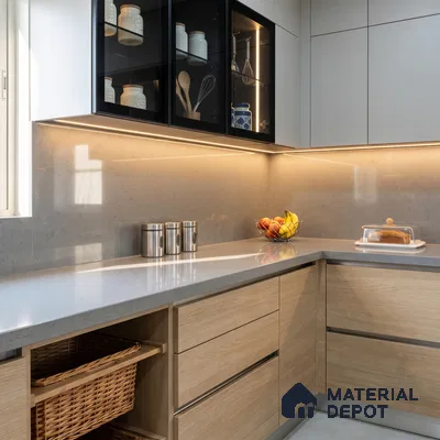 Belina Quartz QR 00069 B Mist Vein Viola Series 10.75 ft x 2.71 ft Quartz - 20 mm | 7 Years Warranty | Suitable for Kitchen, Restaurant, Counter Tops, Dining, Reception, office