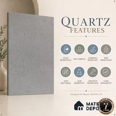 Belina Quartz QR 00069 B Mist Vein Viola Series 10.75 ft x 2.71 ft Quartz - 20 mm | 7 Years Warranty | Suitable for Kitchen, Restaurant, Counter Tops, Dining, Reception, office