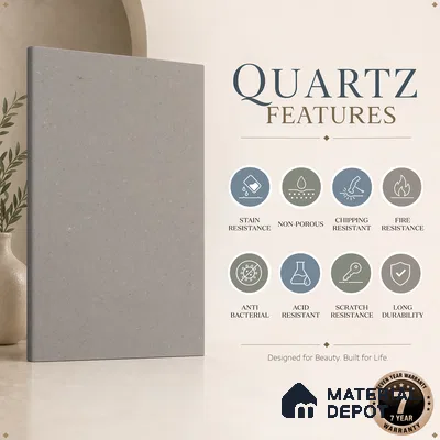 Belina Quartz QR 00069 Mist Vein Viola Series 10.75 ft x 5.42 ft Quartz - 20 mm | 7 Years Warranty | Suitable for Kitchen, Restaurant, Counter Tops, Dining, Reception, office