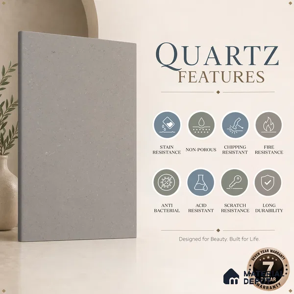 Belina Quartz QR 00069 Mist Vein Viola Series 10.75 ft x 5.42 ft Quartz - 20 mm | 7 Years Warranty | Suitable for Kitchen, Restaurant, Counter Tops, Dining, Reception, office
