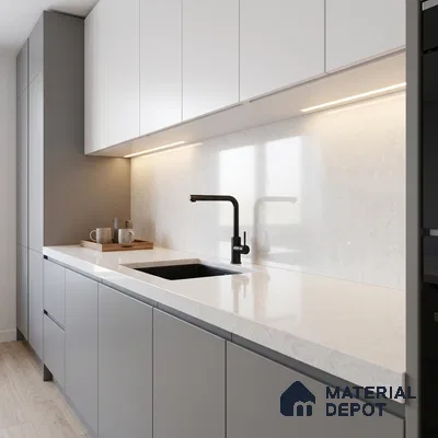 Belina Quartz QR 00070 C Opaline Mist Viola Series 10.75 ft x 2.71 ft Quartz - 20 mm | 7 Years Warranty | Suitable for Kitchen, Restaurant, Counter Tops, Dining, Reception, office