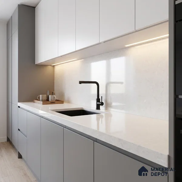 Belina Quartz QR 00070 C Opaline Mist Viola Series 10.75 ft x 2.71 ft Quartz - 20 mm | 7 Years Warranty | Suitable for Kitchen, Restaurant, Counter Tops, Dining, Reception, office