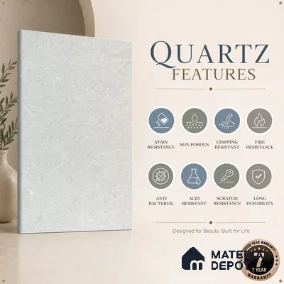 Belina Quartz QR 00070 C Opaline Mist Viola Series 10.75 ft x 2.71 ft Quartz - 20 mm | 7 Years Warranty | Suitable for Kitchen, Restaurant, Counter Tops, Dining, Reception, office