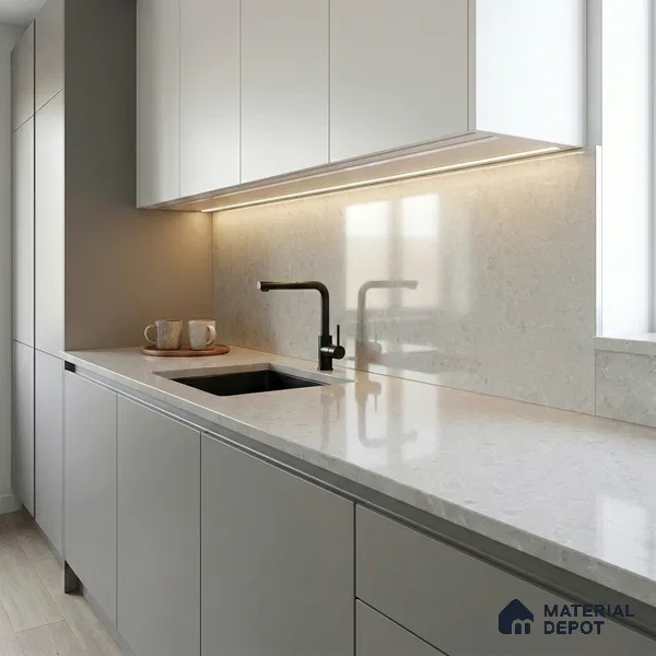 Belina Quartz QR 00070 Opaline Mist Viola Series 10.75 ft x 5.42 ft Quartz - 20 mm | 7 Years Warranty | Suitable for Kitchen, Restaurant, Counter Tops, Dining, Reception, office