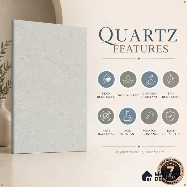 Belina Quartz QR 00070 Opaline Mist Viola Series 10.75 ft x 5.42 ft Quartz - 20 mm | 7 Years Warranty | Suitable for Kitchen, Restaurant, Counter Tops, Dining, Reception, office