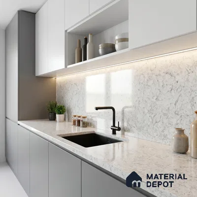 Belina Quartz QR 00071 B Frosted Cascade Viola Series 10.75 ft x 2.71 ft Quartz - 20 mm | 7 Years Warranty | Suitable for Kitchen, Restaurant, Counter Tops, Dining, Reception, office