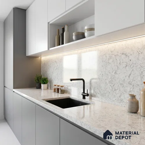 Belina Quartz QR 00071 B Frosted Cascade Viola Series 10.75 ft x 2.71 ft Quartz - 20 mm | 7 Years Warranty | Suitable for Kitchen, Restaurant, Counter Tops, Dining, Reception, office